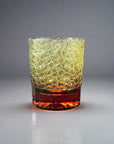 Yamada Glass Edo Kiriko Crystal Mini Whisky Glass - Entsunagi 縁繋ぎ (Amber Green)
