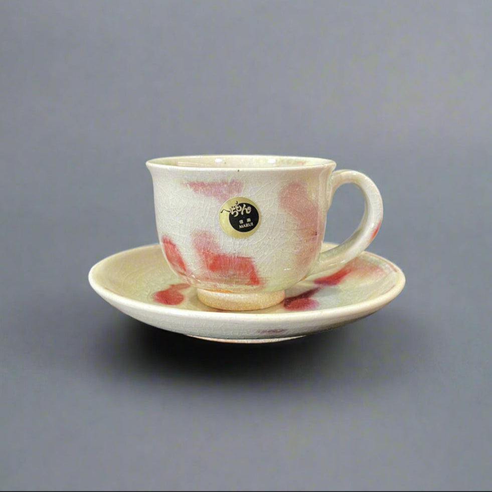 Shigaraki-ware Red Dots Cup & Saucer Set