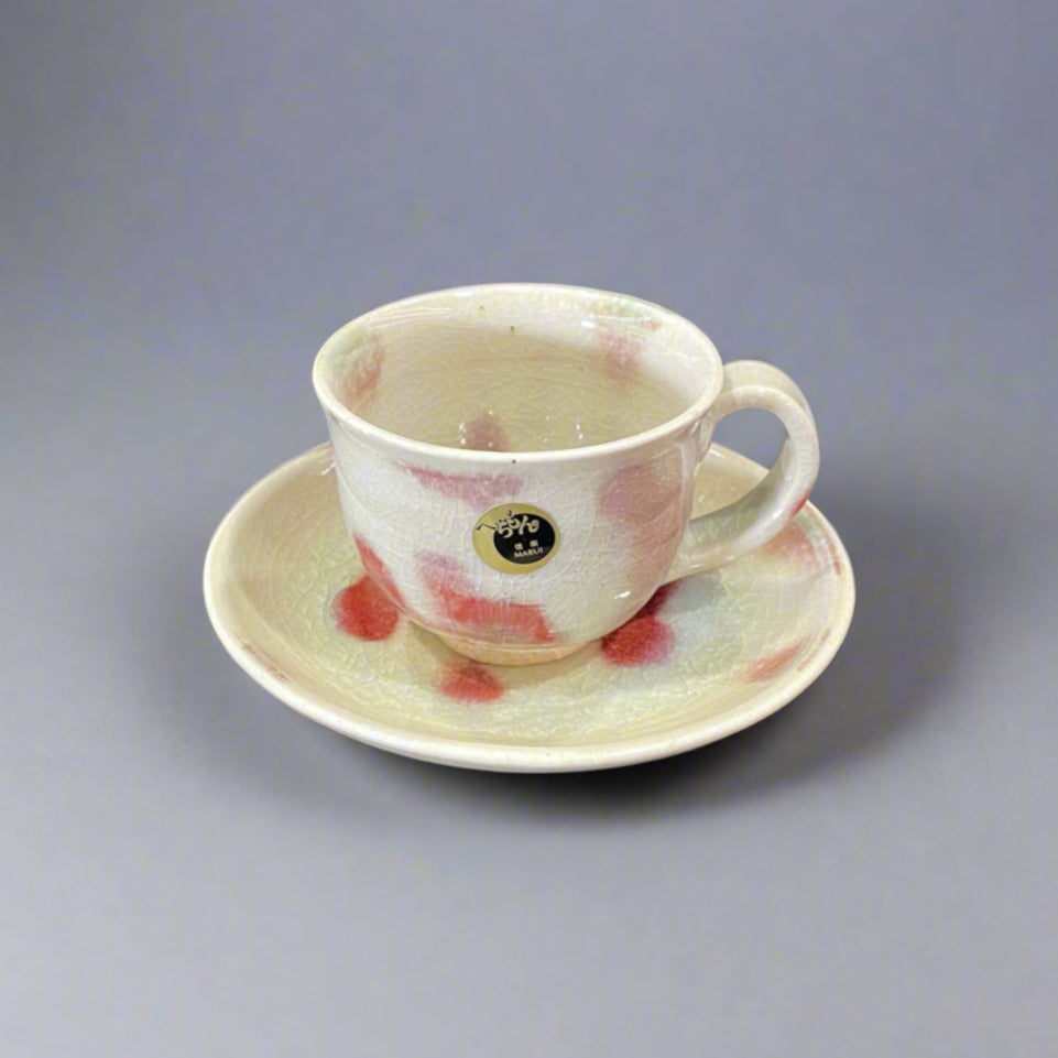 Shigaraki-ware Red Dots Cup & Saucer Set
