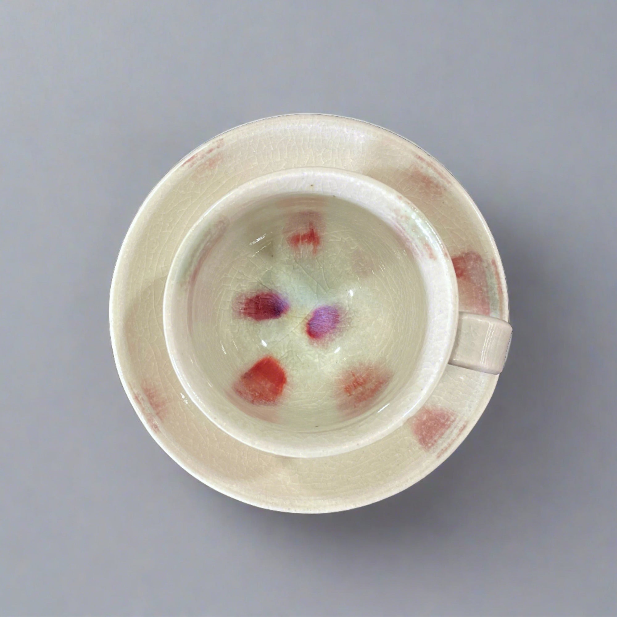 Shigaraki-ware Red Dots Cup & Saucer Set