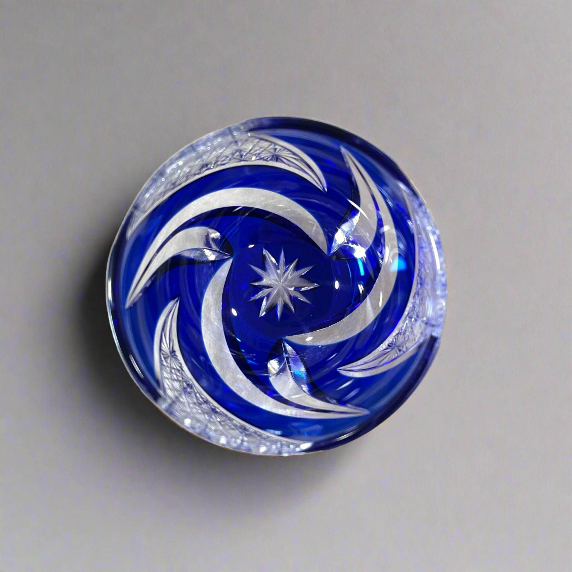 Haku Edo Kiriko Crystal Sake Glass - Homura 焔 (Blue)