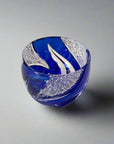 Haku Edo Kiriko Crystal Sake Glass - Homura 焔 (Blue)