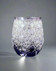 Edo Kiriko Rock Glass by Junichi Nabetani - Jewel Chrysanthemum & Kikyo 玉菊桔梗 (Purple)