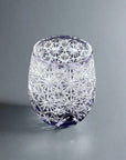 Edo Kiriko Rock Glass by Junichi Nabetani - Jewel Chrysanthemum & Kikyo 玉菊桔梗 (Purple)