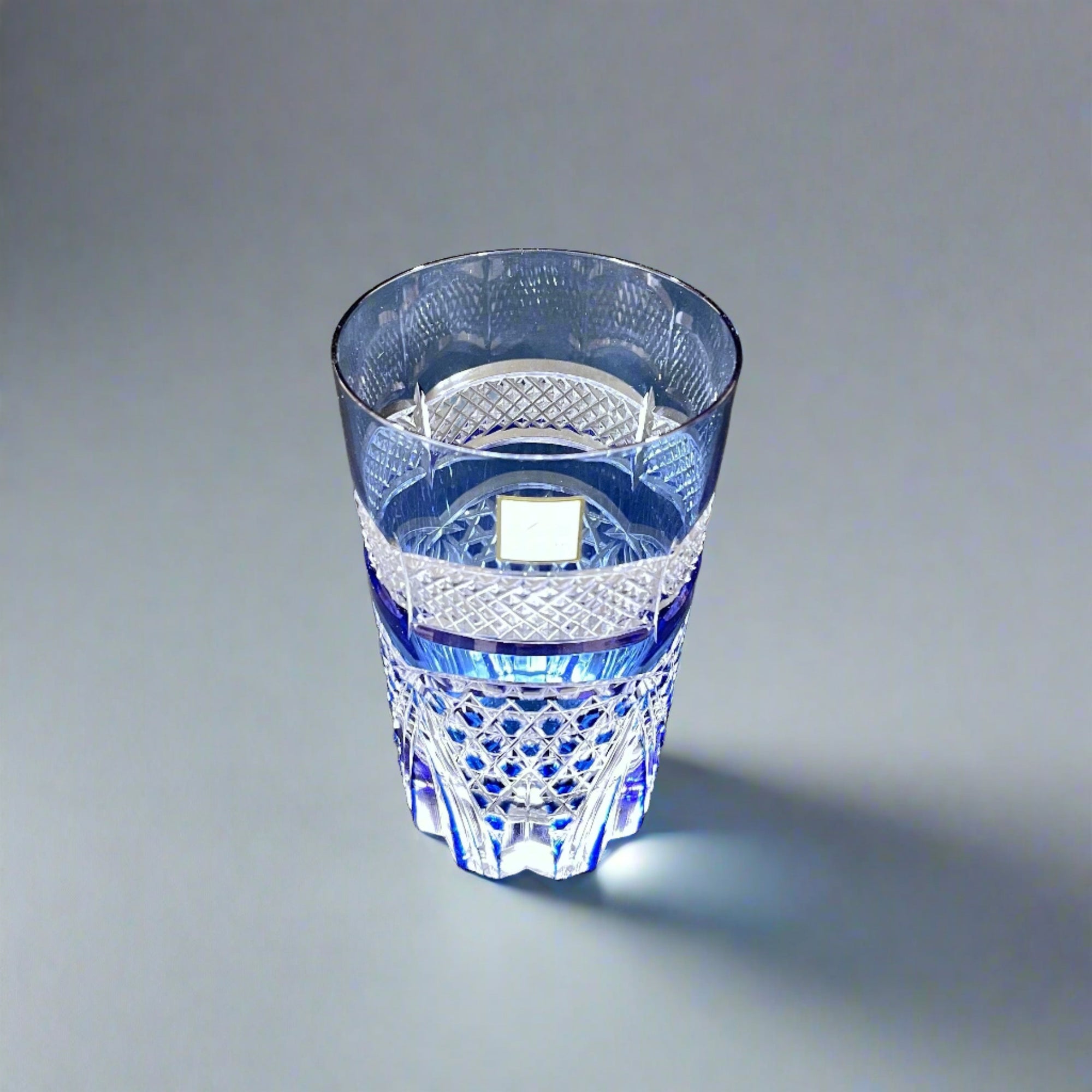 Kagami Edo Kiriko Pair of Tumblers - Fish scales & Hexagonal Basket Weave 魚子に六角籠目紋