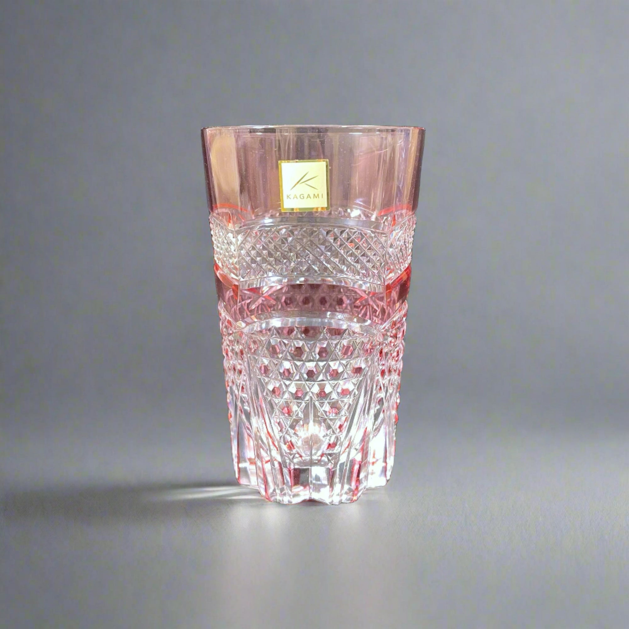 Kagami Edo Kiriko Pair of Tumblers - Fish scales & Hexagonal Basket Weave 魚子に六角籠目紋