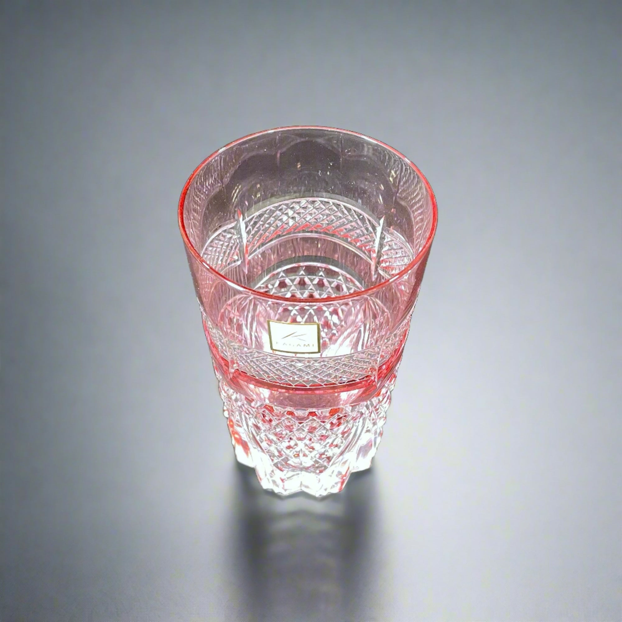 Kagami Edo Kiriko Pair of Tumblers - Fish scales & Hexagonal Basket Weave 魚子に六角籠目紋