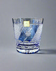 Kagami Rock Glass Pair Set by Hideaki Shinozaki - Chrysanthemum Weave & Flowers 菊つなぎに花