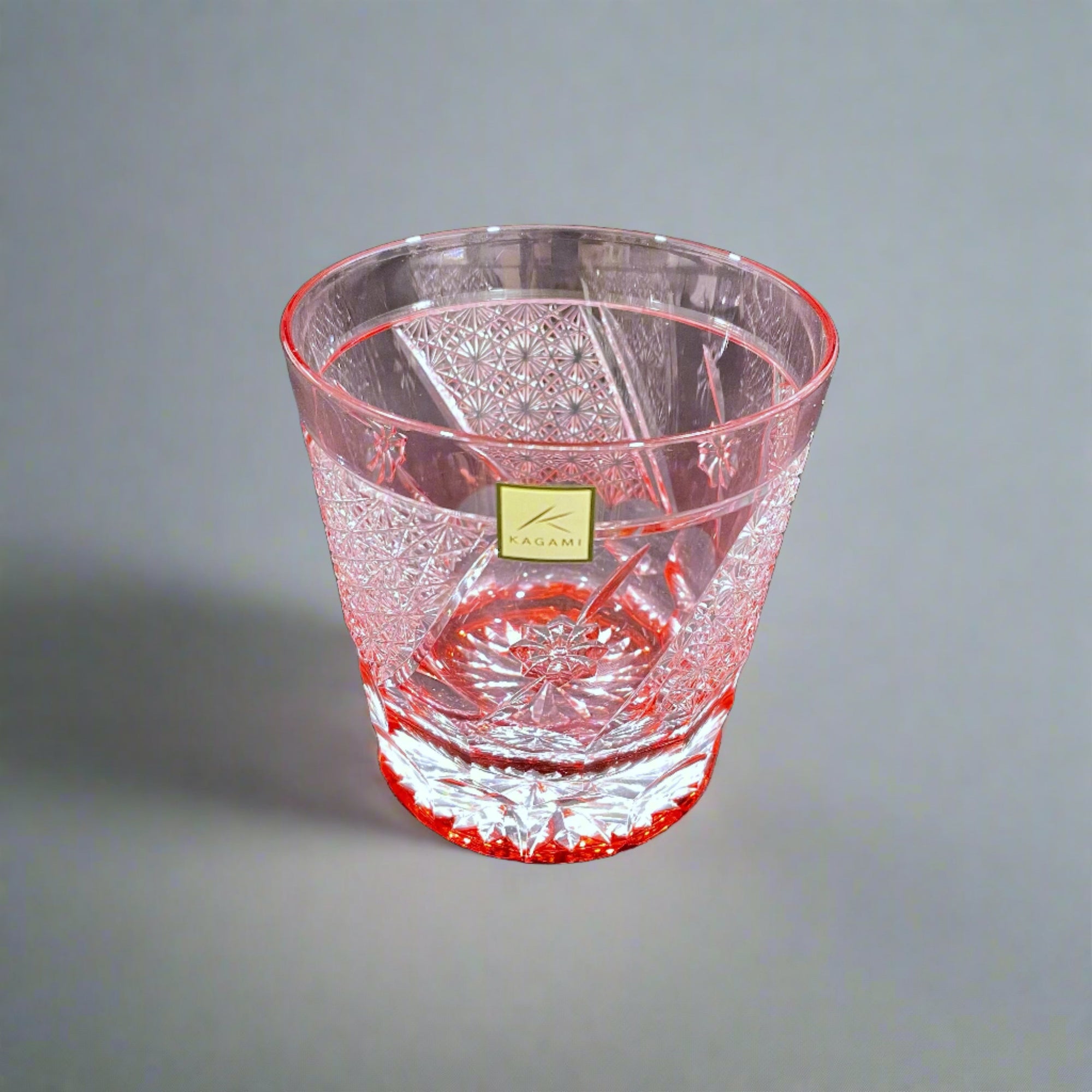 Kagami Rock Glass Pair Set by Hideaki Shinozaki - Chrysanthemum Weave & Flowers 菊つなぎに花