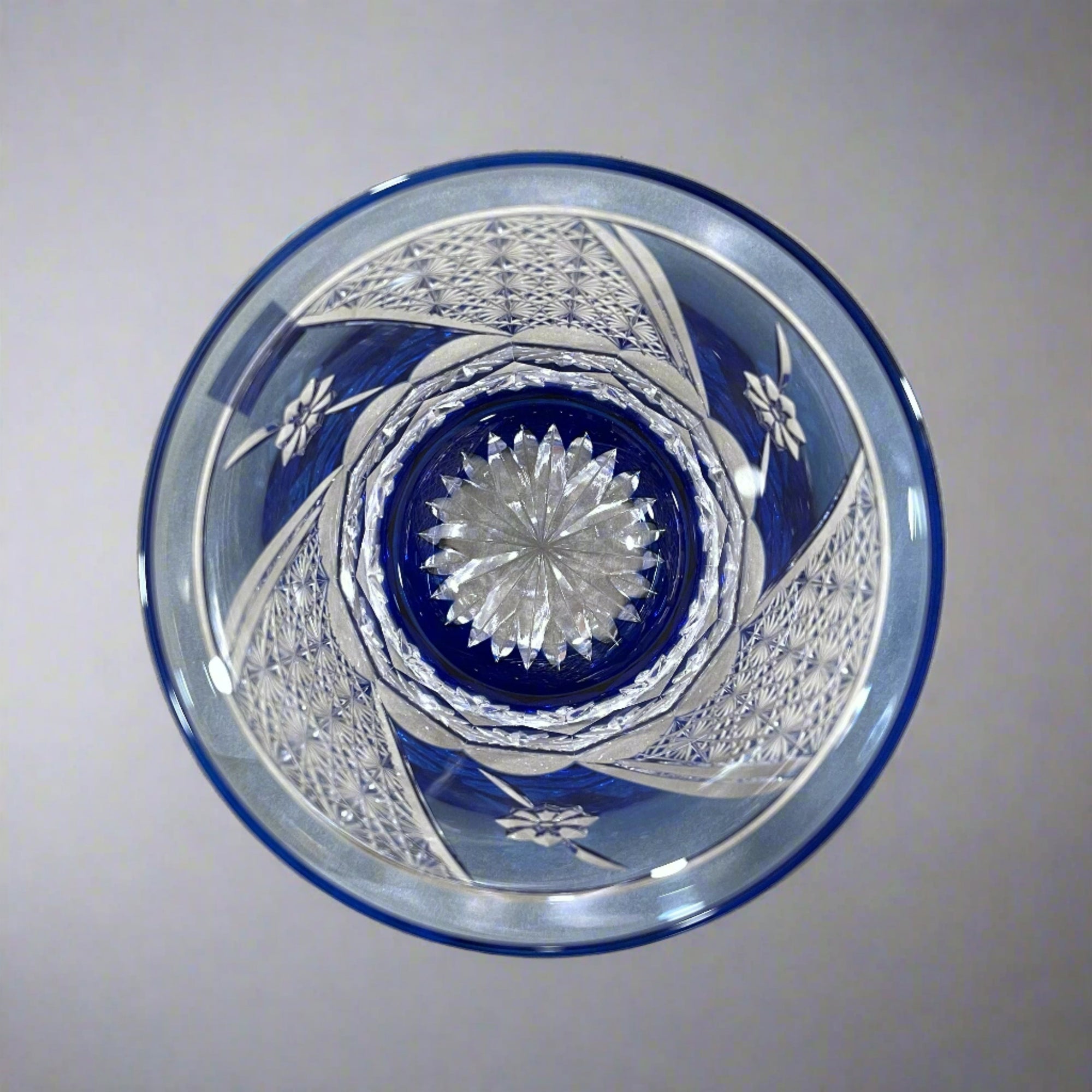 Kagami Rock Glass Pair Set by Hideaki Shinozaki - Chrysanthemum Weave & Flowers 菊つなぎに花