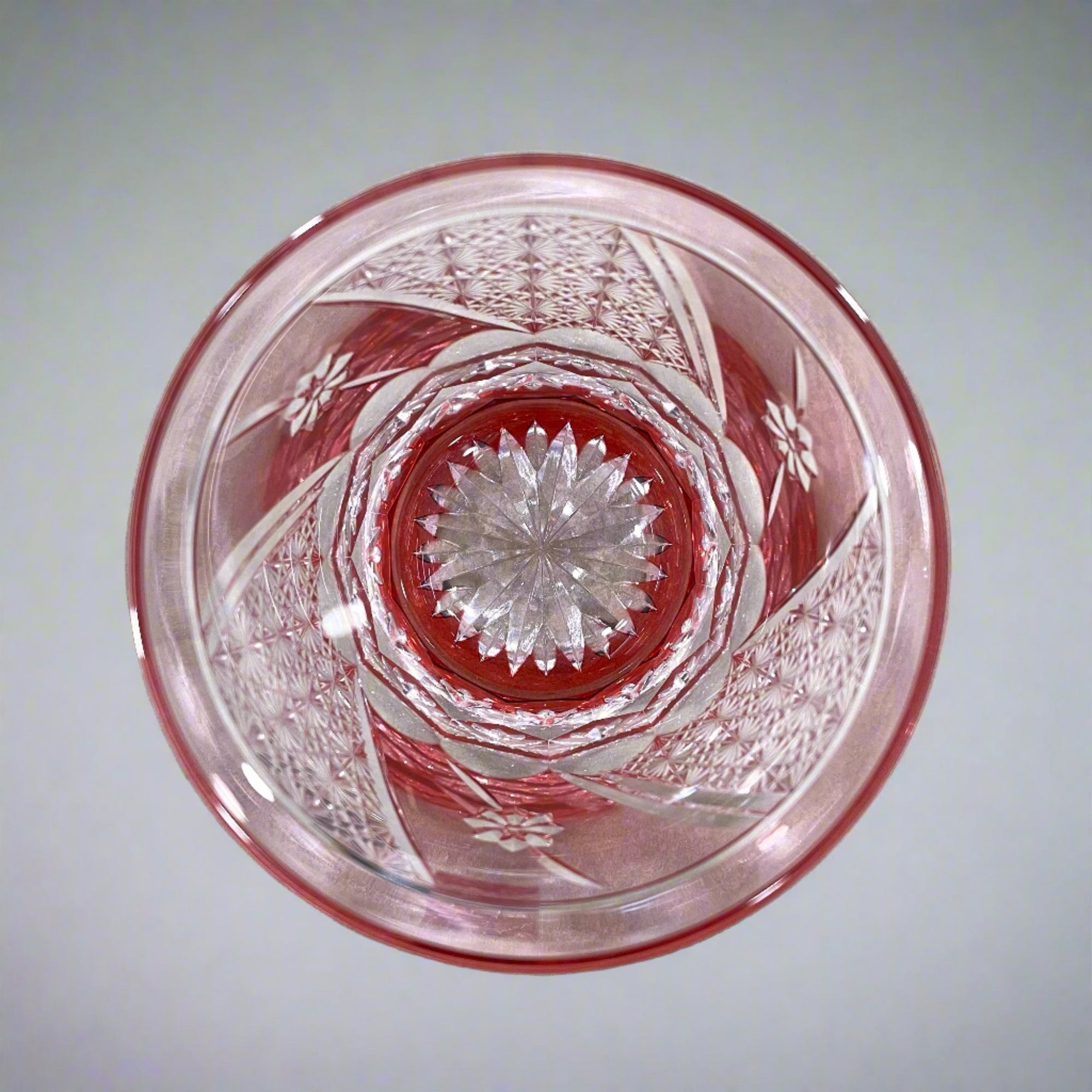 Kagami Rock Glass Pair Set by Hideaki Shinozaki - Chrysanthemum Weave & Flowers 菊つなぎに花