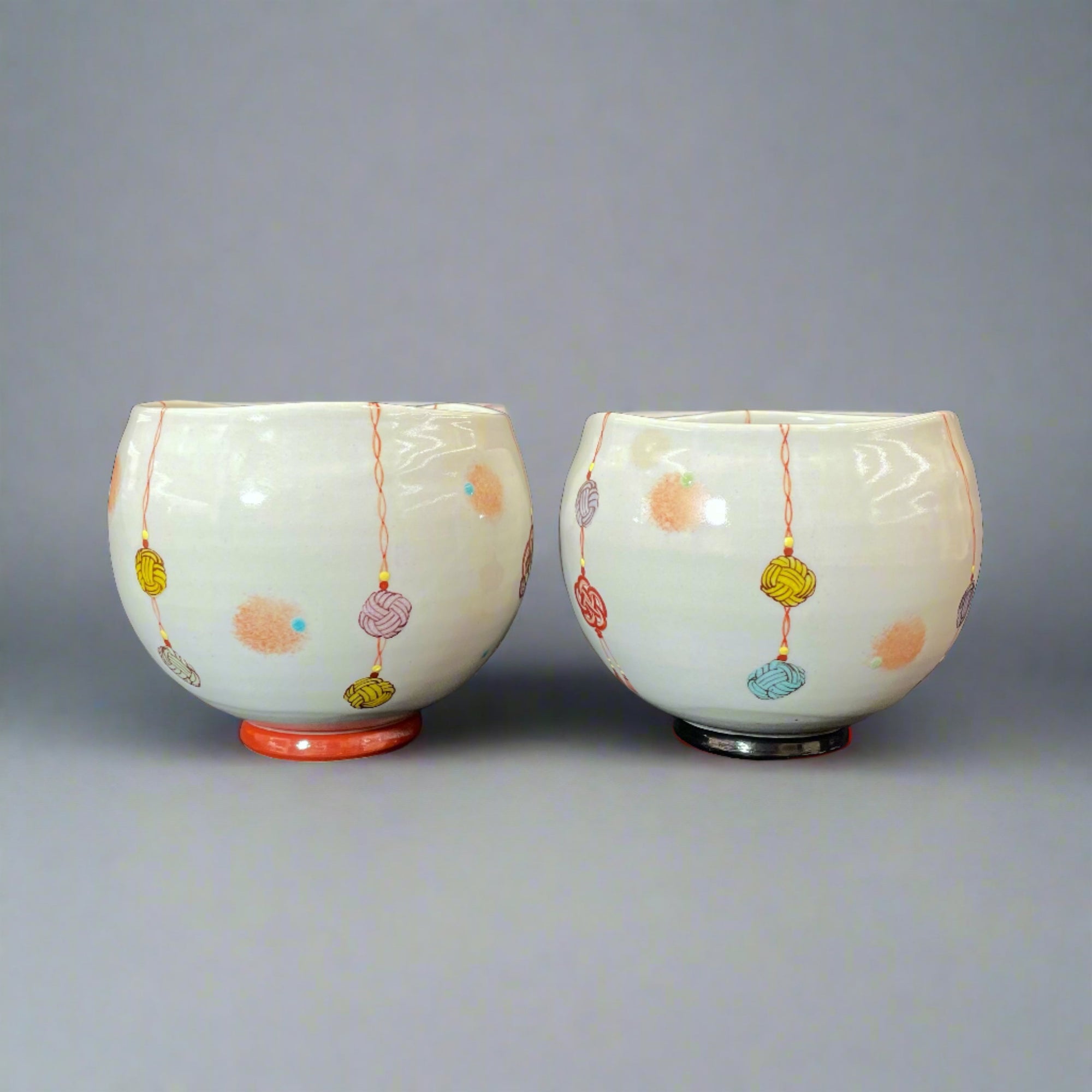 Kutani-ware Lucky Charm Bowls Pair Set by Kokuzougama