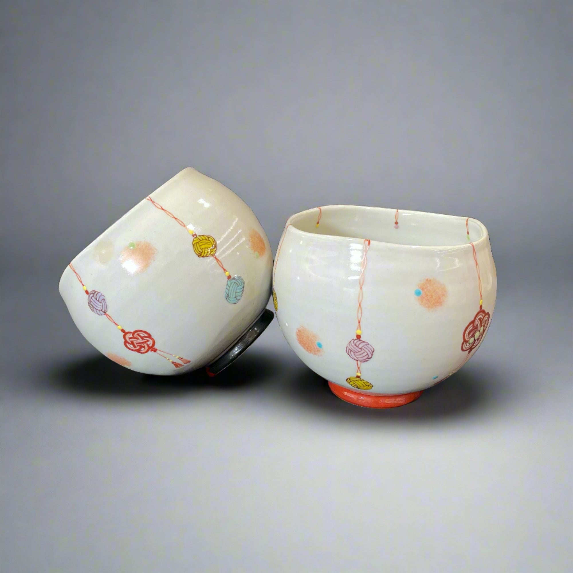 Kutani-ware Lucky Charm Bowls Pair Set by Kokuzougama