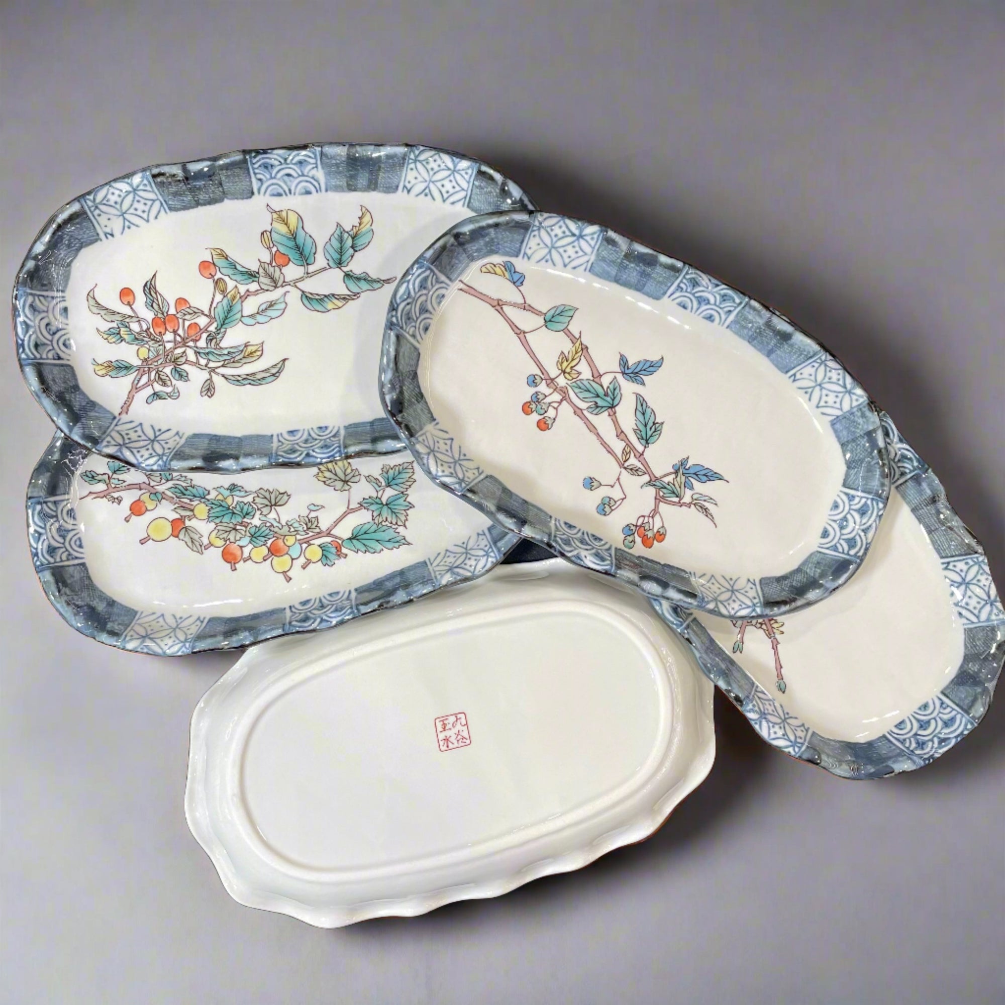 Kutani-ware Fruits Variety Design Plate Set 5pcs