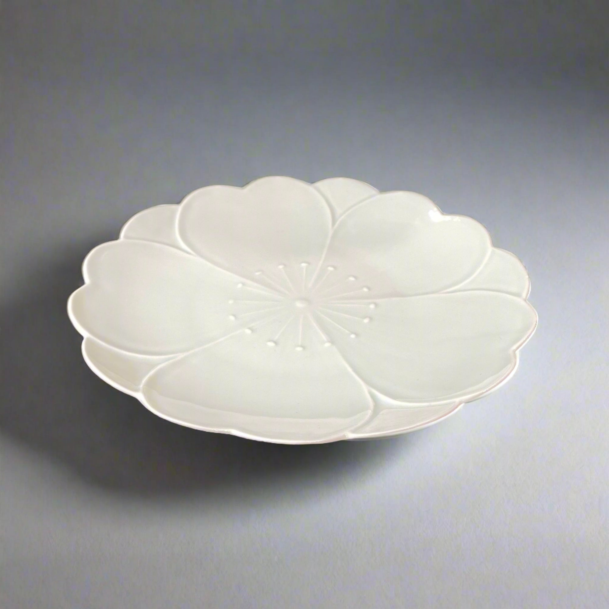 Arita ware Sakura-shape Plate - Very Light Green