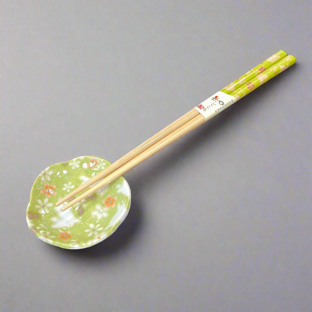 Chopsticks Gift Set - Rabbit and Flower Green