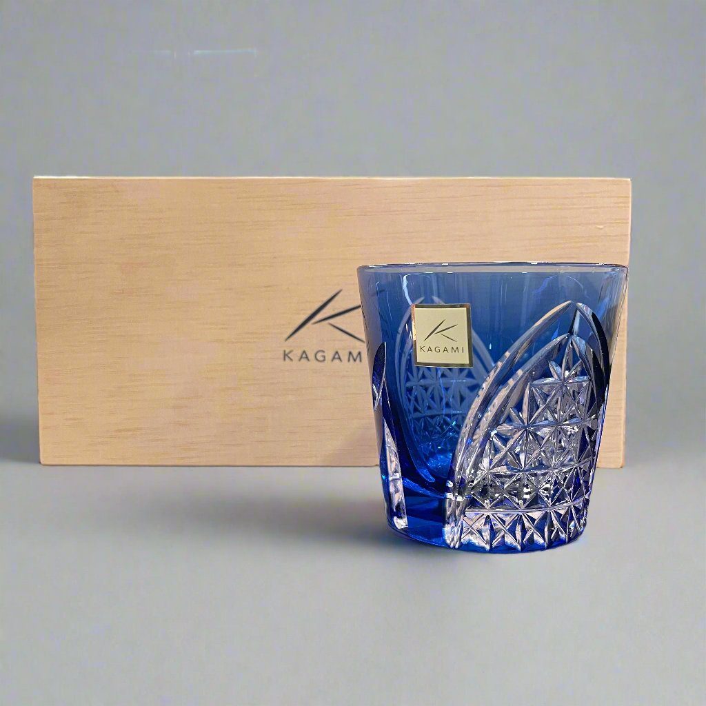 Kagami Edo Kiriko Crystal Sake Glass Pair Set - Crane 折鶴