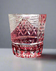 Edo Kiriko Crystal Whisky Glass by Kimura Yasunori - Red Mt Fuji