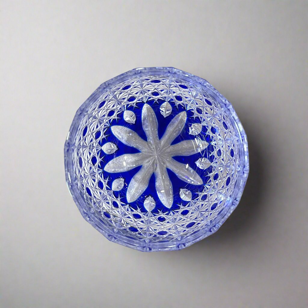 Kadowaki Edo Kiriko Crystal Sake Glass - Blue