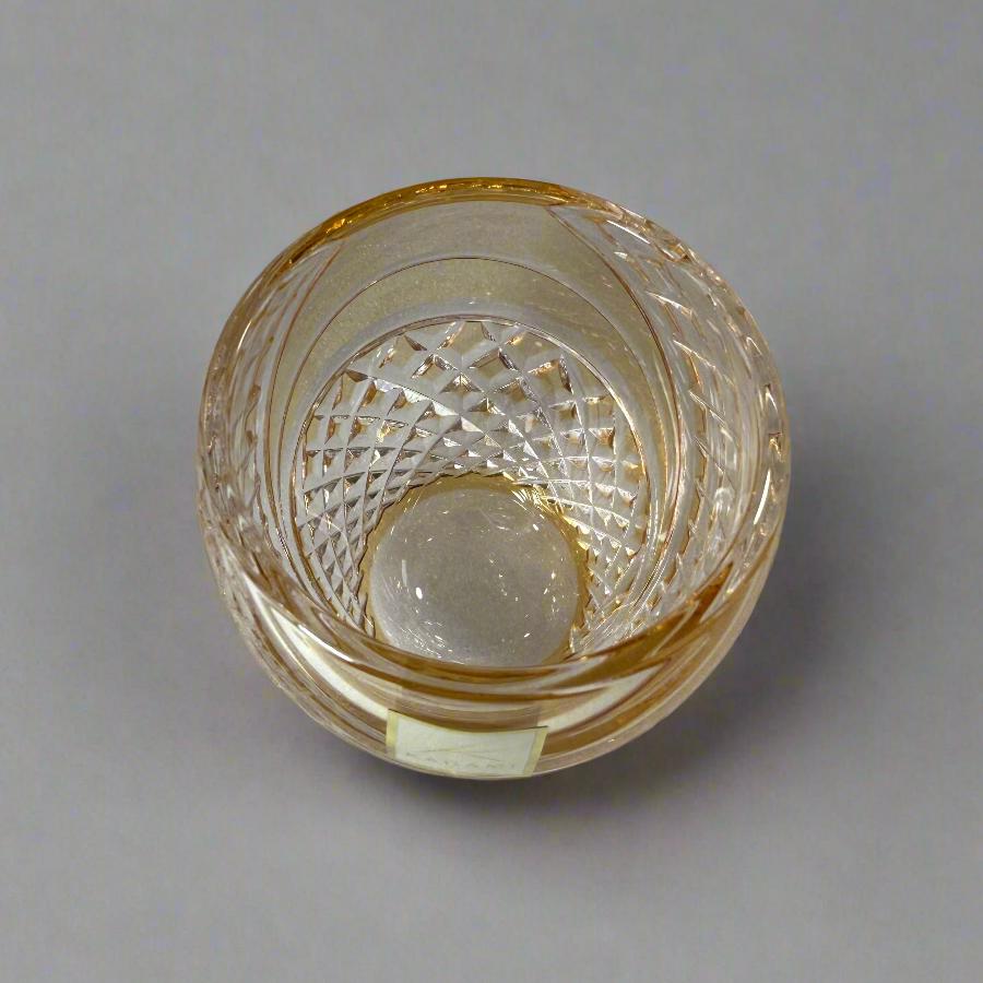 Kagami Edo Kiriko Sake Glass - Fish Scales Strip 魚子流し紋 (Yellow)