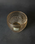 Kagami Edo Kiriko Sake Glass - Fish Scales Strip 魚子流し紋 (Yellow)