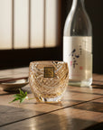 Kagami Edo Kiriko Sake Glass - Fish Scales Strip 魚子流し紋 (Yellow)
