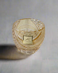 Kagami Edo Kiriko Sake Glass - Fish Scales Strip 魚子流し紋 (Yellow)