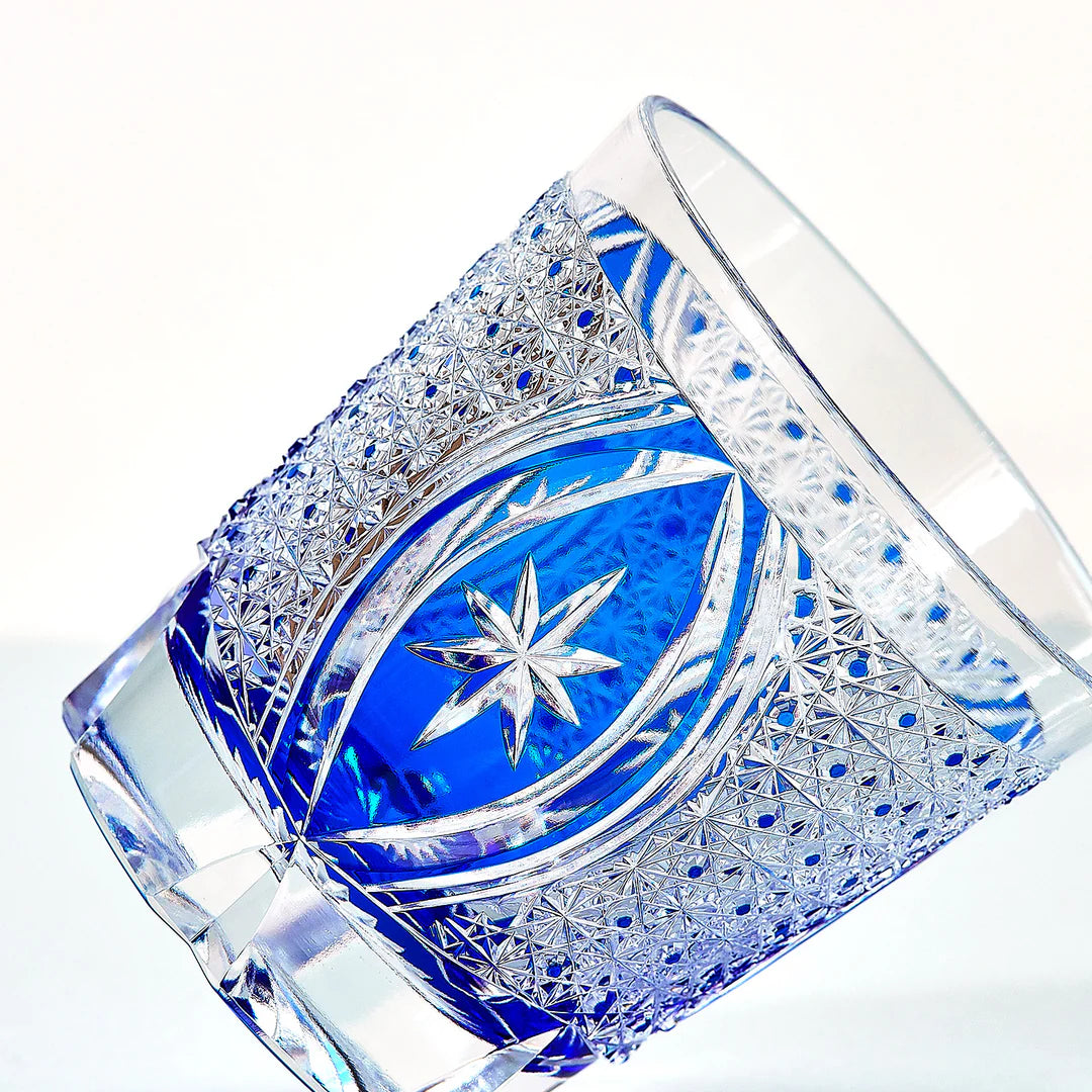 Haku Edo Kiriko Crystal Whisky Glass - Kikukagome 菊籠目