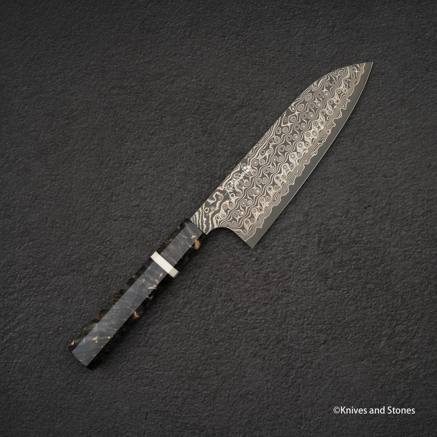 Nigara Anmon (暗紋) SG2 Raindrop Damascus Santoku 170mm