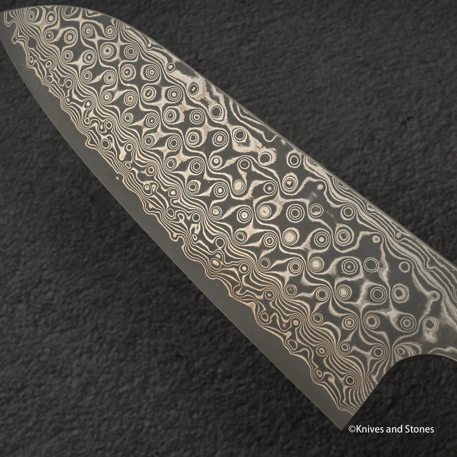 Nigara Anmon (暗紋) SG2 Raindrop Damascus Santoku 170mm