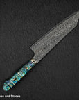 Nigara Anmon (暗紋) SG2 Raindrop Damascus K tip Gyuto 210mm Mother-of-Pearl Inlay Handle