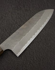 Nigara Aogami (Blue) Super Matt Kurouchi Tsuchime Finished Santoku 180mm Black Chacate