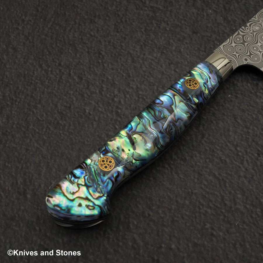 Nigara Anmon (暗紋) SG2 Raindrop Damascus K tip Petty 150mm Mother-of-Pearl Inlay Handle