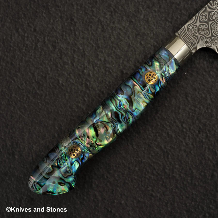 Nigara Anmon (暗紋) SG2 Raindrop Damascus K tip Petty 150mm Mother-of-Pearl Inlay Handle