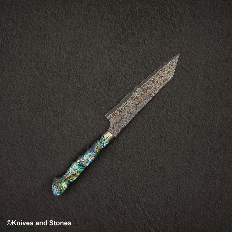 Nigara Anmon (暗紋) SG2 Raindrop Damascus K tip Petty 150mm Mother-of-Pearl Inlay Handle