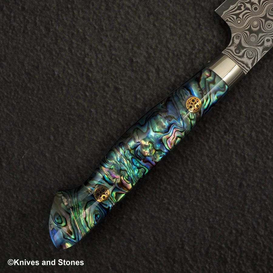 Nigara Anmon (暗紋) SG2 Raindrop Damascus K tip Petty 150mm Mother-of-Pearl Inlay Handle