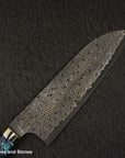 Nigara Anmon (暗紋) SG2 Raindrop Damascus Santoku 180mm Mother-of-Pearl Inlay Handle