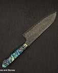 Nigara Anmon (暗紋) SG2 Raindrop Damascus Santoku 180mm Mother-of-Pearl Inlay Handle