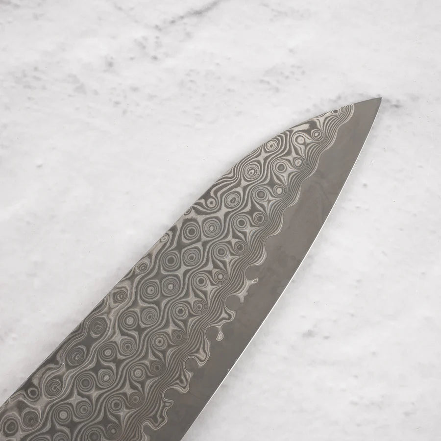 Nigara Anmon (暗紋) SG2 Raindrop Damascus Gyuto 210mm Western Ironwood