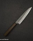 Nigara Aogami (Blue) Super Matt Migaki Tsuchime Finished Petty 150mm Black Chacate