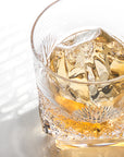 Kagami Edo Kiriko Crystal Whisky Glass - Bamboo Leaves & Chrysanthemum Mesh