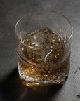 Kagami Edo Kiriko Rock Glass - Bamboo Leaves & Chrysanthemum Mesh