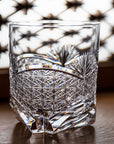 Kagami Edo Kiriko Crystal Whisky Glass - Bamboo Leaves & Chrysanthemum Mesh