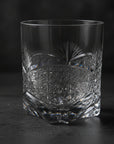 Kagami Edo Kiriko Rock Glass - Bamboo Leaves & Chrysanthemum Mesh