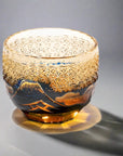Yamada Glass Edo Kiriko Crystal Sake Glass - Mt Fuji 山下白雨 (Four Colours)