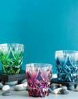 Satsuma Kiriko Two-tone Crystal Whisky Glass - Cut 213 (Three Colours)