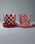 Hirota Edo Kiriko Futachoko Glass with Lid - Shippo 七宝