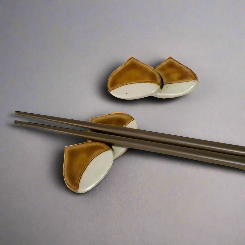 Mino-ware Chopsticks Rest - Chestnut