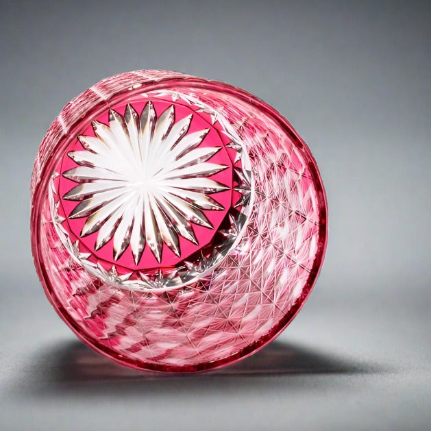 Yamada Glass Edo Kiriko Crystal Whisky Glass - Entsunagi 縁繋ぎ (Pink)