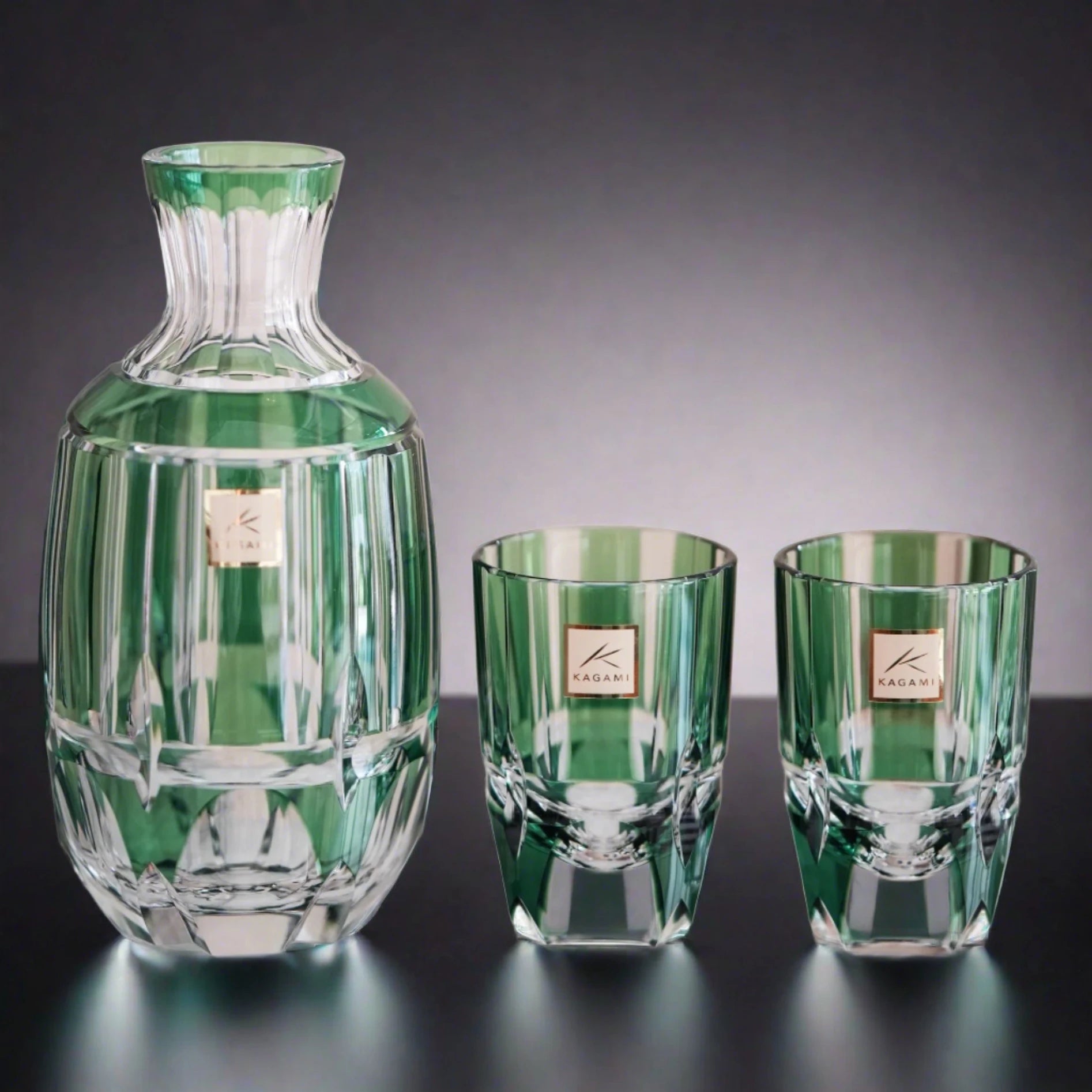 Kagami Edo Kiriko Sake Glass Set - Bamboo Stem 竹の膳